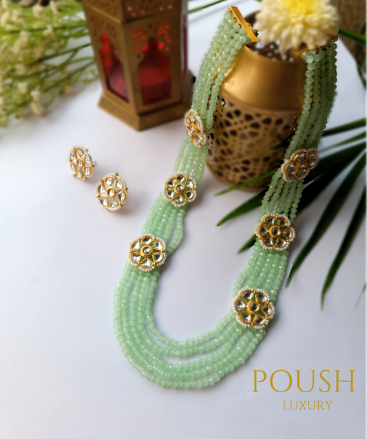 POUSH LUXURY Kundan long Mint Rani Haar