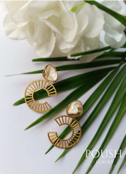 POUSH LUXURY Mother of Pearl CHANEL Brass Statement Earrings